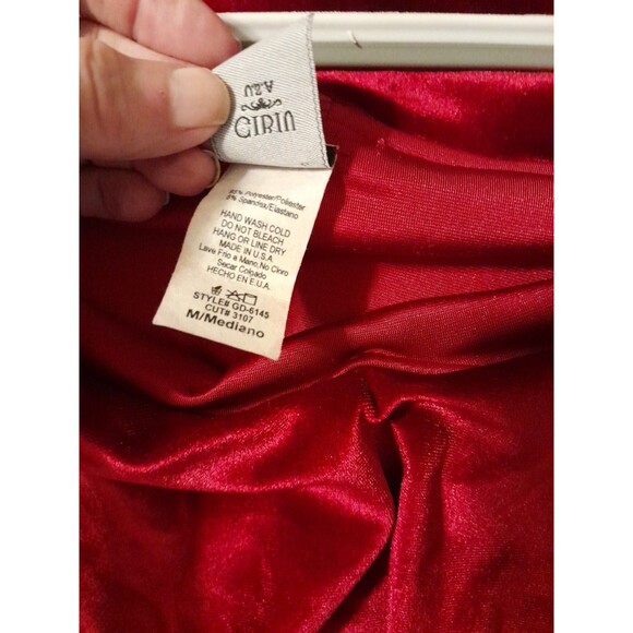 Vintage Gibiu Medium Mini Red Velvet Off Shoulder Ruffle Neck Bell Sleeve.  B48 - Picture 5 of 5